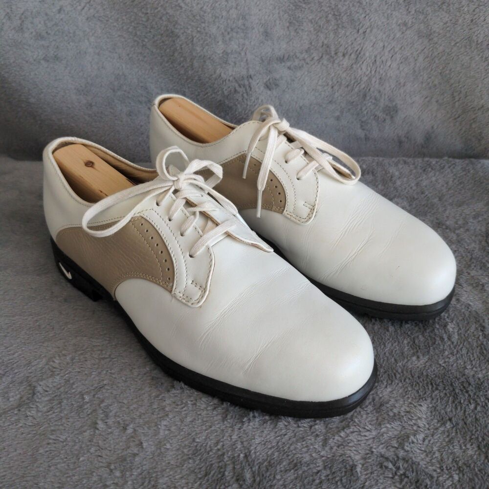 Nike Womens Leather Golf Shoes Verdana Last 011202 Size 7.5M White and Tan